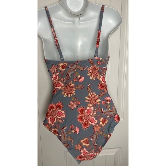 Cupshe Floral Print One-Piece Swimsuit Adjustable Straps Blue Pink Size Small - Picture 3 of 7